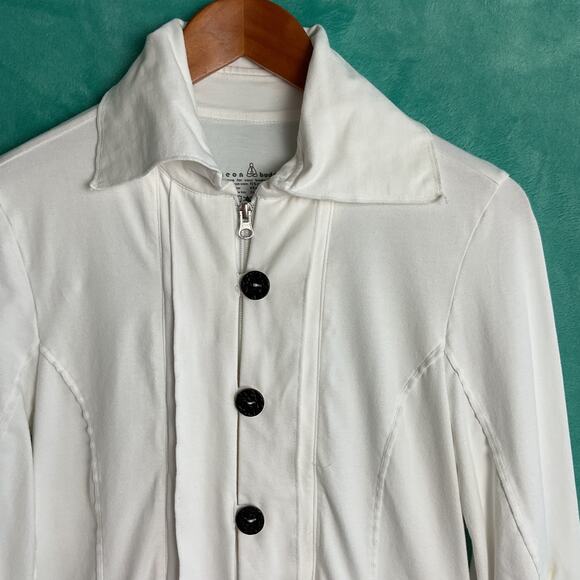 Neon Buddha Womens Ivory Shacket Full Zip Button Down with Pockets Size Small - Picture 3 of 13